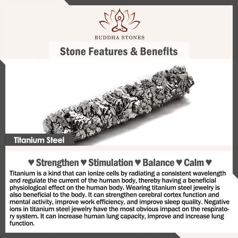 Buddha Stones Lava Rock Titanium Steel Calm Leather Bracelet