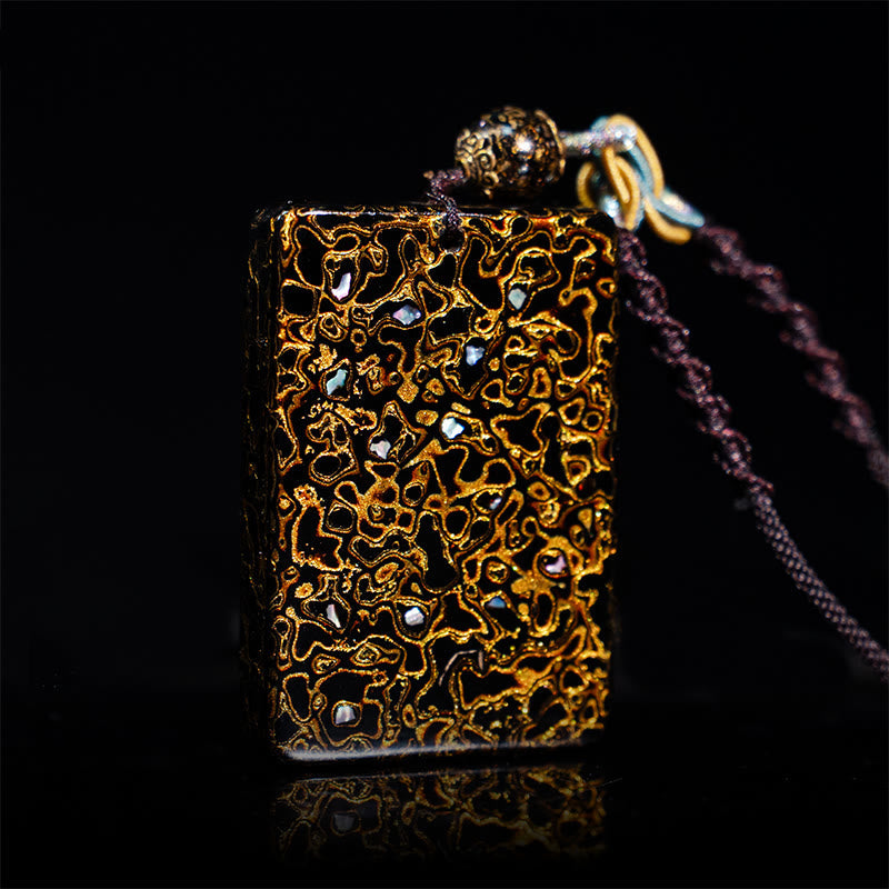 Buddha Stones Handcrafted Lacquer Craft Sandalwood Protection Pendant Necklace