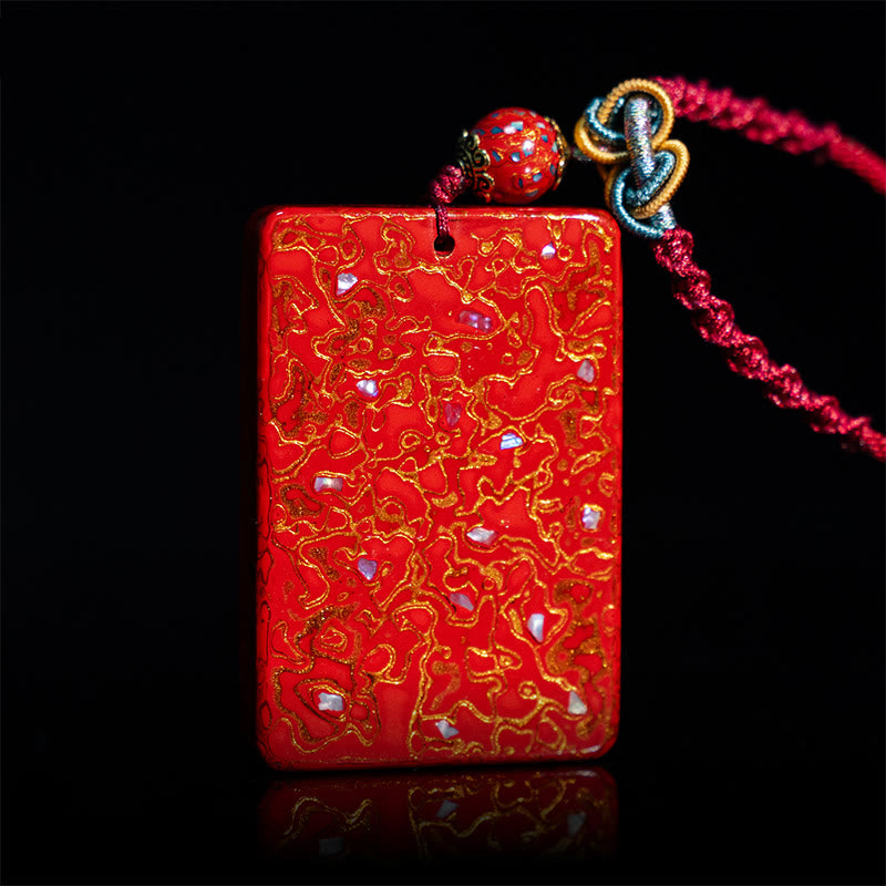 Buddha Stones Handcrafted Lacquer Craft Sandalwood Protection Pendant Necklace