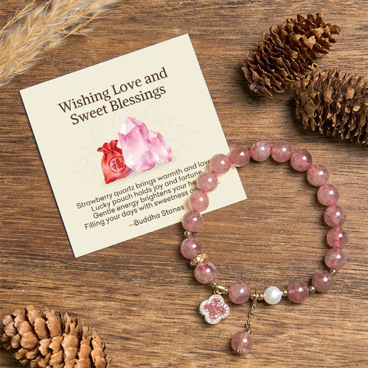 Buddha Stones "wishing Love and Sweet Blessings" Quartz Bracelet Includes Gift Message Card