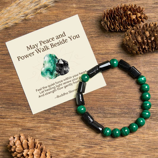 Buddha Stones "may Peace and Power Walk Beside You" Malachite Bracelet Includes Gift Message Card