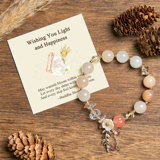 Buddha Stones "wishing You Light and Happiness" Sun Stone Bracelet Includes Gift Message Card