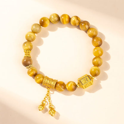 Buddha Stones Various Tiger Eye Alloy Balance Bracelet