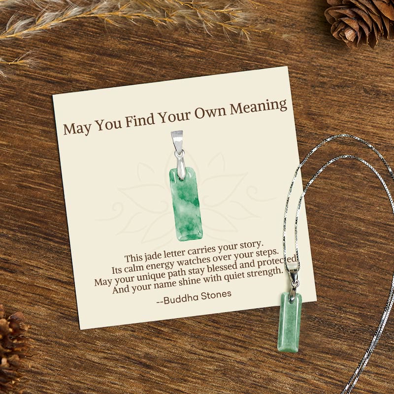 Buddha Stones "may You Find Your Own Meaning" Natural A-z Letter Jade 925 Sterling Silver Chain Necklace Includes Gift Message Card