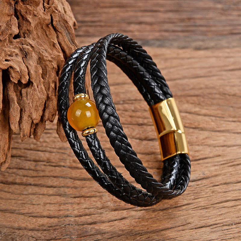 Buddha Stones Multicolored Bead Amethyst Lazurite Craved Six True Words Braided Leather Balance Bracelet