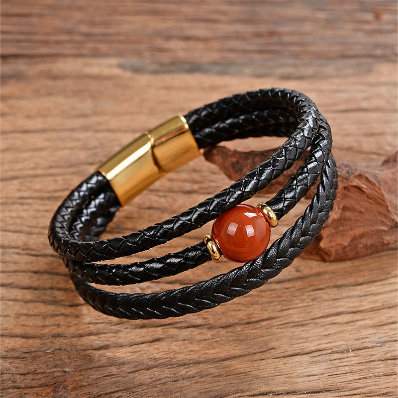 Buddha Stones Multicolored Bead Amethyst Lazurite Craved Six True Words Braided Leather Balance Bracelet