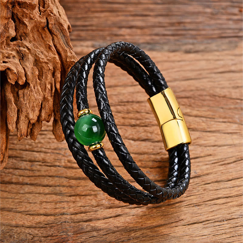 Buddha Stones Multicolored Bead Amethyst Lazurite Craved Six True Words Braided Leather Balance Bracelet
