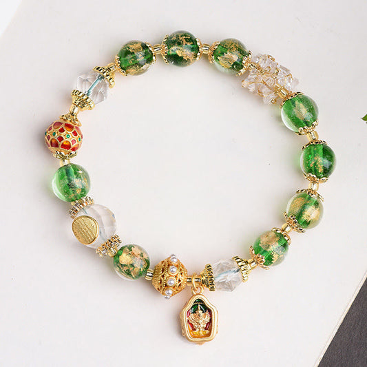 Buddha Stones Liuli Glass 925 Sterling Silver Copper Keep Away Evil Spirits Bracelet