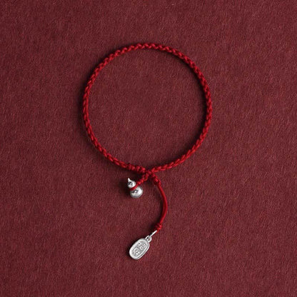 Buddha Stones 925 Sterling Silver Gourd Lucky Fortune Charm String Connection Bracelet