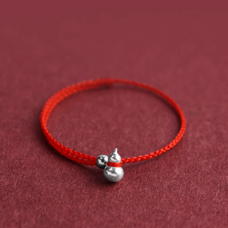 Buddha Stones 925 Sterling Silver Gourd Lucky Fortune Charm String Connection Bracelet