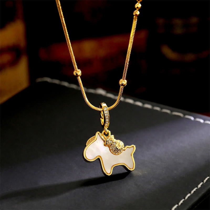 Buddha Stones Year of the Horse Copper Luck Necklace Pendants