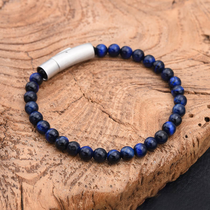Buddha Stones Turquoise Black Glitter Stone Tiger Eye Positive Bracelet