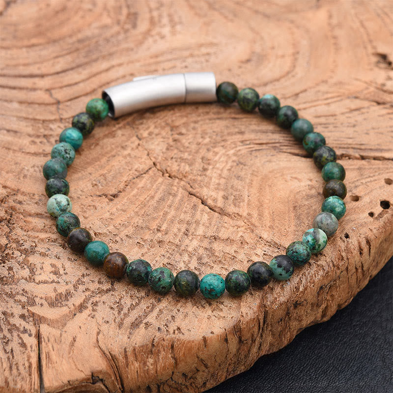 Buddha Stones Turquoise Black Glitter Stone Tiger Eye Positive Bracelet