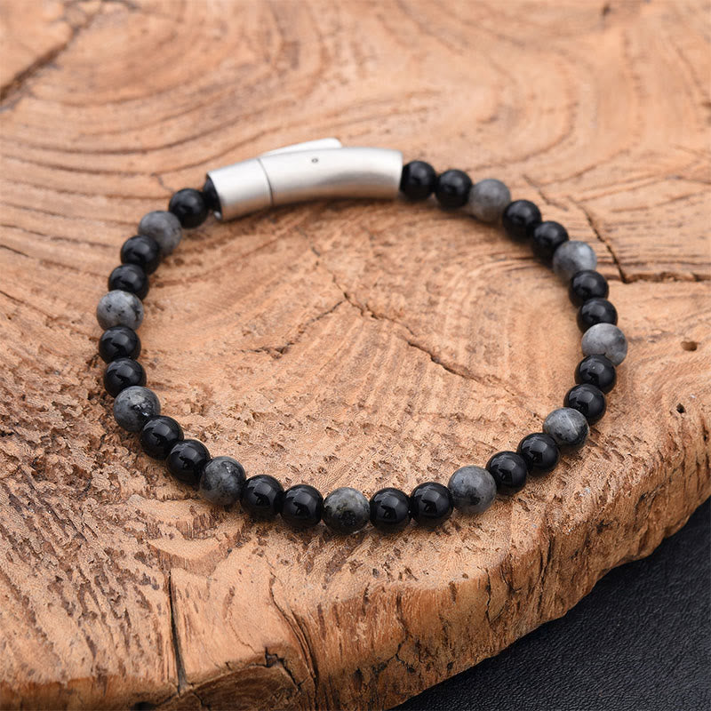 Buddha Stones Turquoise Black Glitter Stone Tiger Eye Positive Bracelet