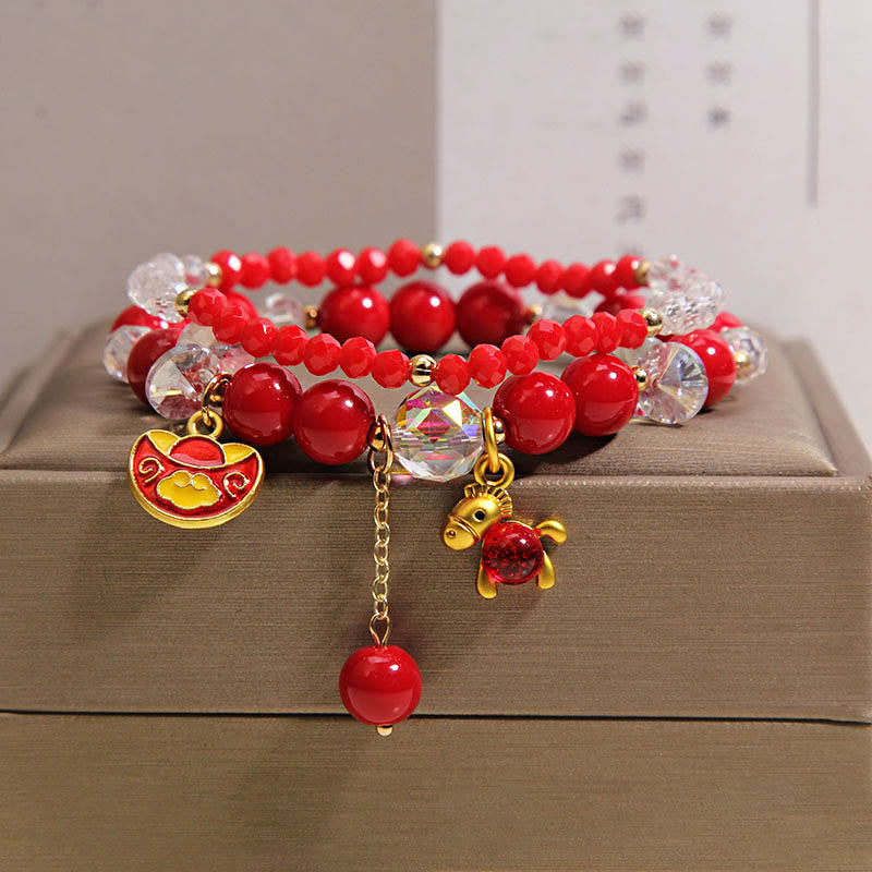 Buddha Stones Year of the Horse Ingot Prosperity Bracelet
