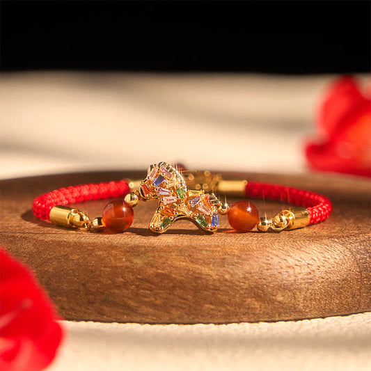 Buddha Stones Year of the Horse Copper Red Agate Balance Bracelet