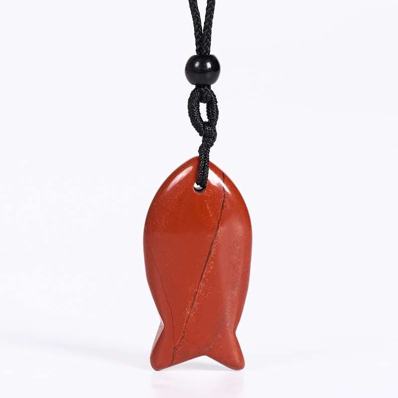 Buddha Stones Koi Fish Pink Crystal Indian Agate Amethyst Topaz Red Jasper Success Warmth Necklace Pendant