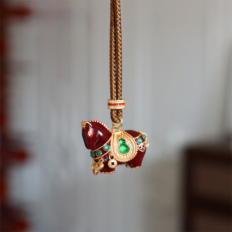 Buddha Stones Year of the Horse Copper Brass Balance Necklace Pendants