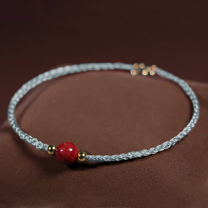 Buddha Stones Cinnabar Red String Blessing Keep Away Evil Spirits Bracelet