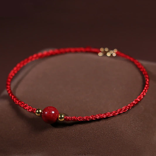 Buddha Stones Cinnabar Red String Blessing Keep Away Evil Spirits Bracelet