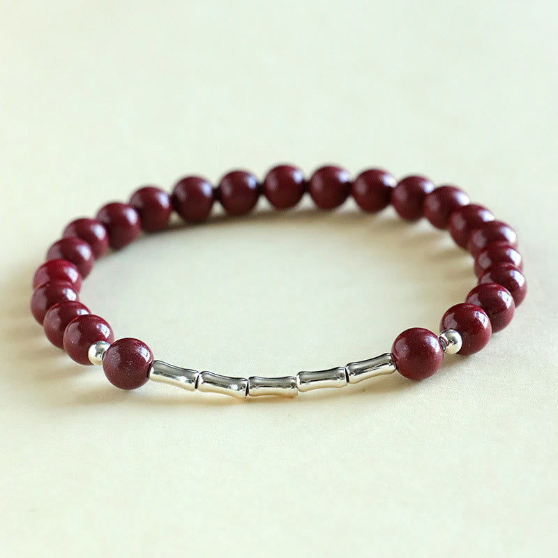 Buddha Stones Cinnabar 925 Sterling Silver Calm Concentration Bracelet