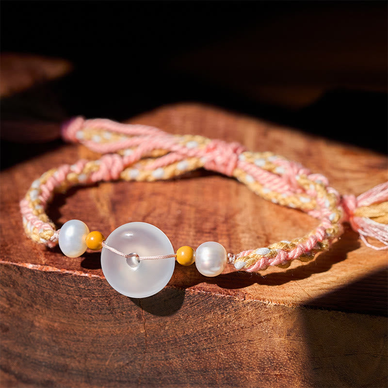 Buddha Stones Chalcedony Peace Buckle Positive Bracelet