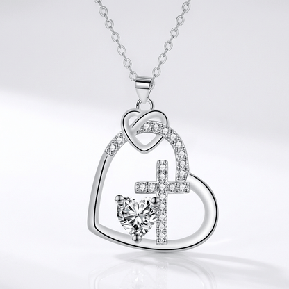 Heart-shaped Cross Inlaid Necklace