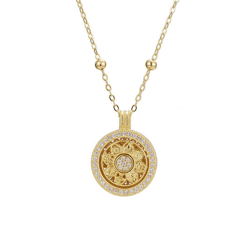 Buddha Stones 925 Sterling Silver Eight Treasures Luo Pan Blessing Necklace Pendant
