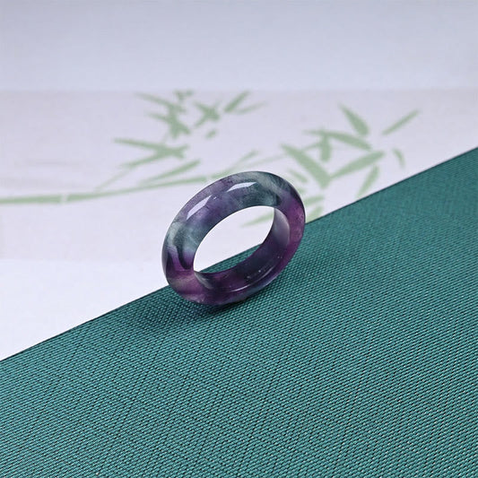 Buddha Stones Natural Fluorite Protection Ring