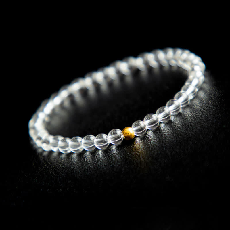 Buddha Stones Natural 4mm Clear Quartz Meditation Bracelet