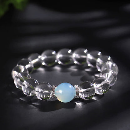 Buddha Stones Clear Quartz Aquamarine Healing Bracelet