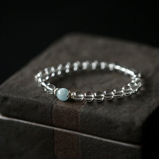 Buddha Stones Natural Clear Quartz Aquamarine Clarity Bracelet