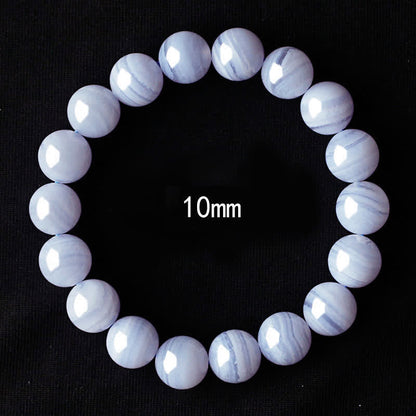 Buddha Stones Round Design Natural Blue Lace Agate Beaded Bracelet