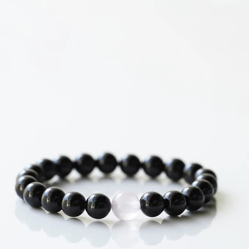 Buddha Stones Black Tourmaline Crystal Zodiac Animal Design Resilience Bracelet