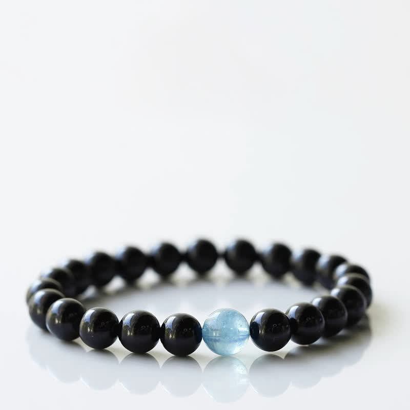 Buddha Stones Black Tourmaline Crystal Zodiac Animal Design Resilience Bracelet