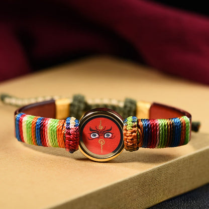 Buddha Stones Tibetan Five Directions Gods of Wealth Buddha Eye Blessing Bracelet