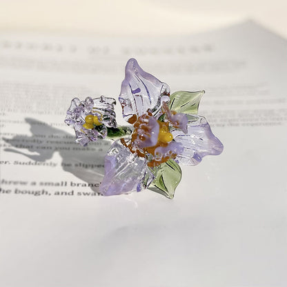 Buddha Stones Liuli Iris Flower Wisdom Ring