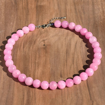 Buddha Stones 12mm Natural Crystal Aquamarine Tourmaline Bead Healing Necklace
