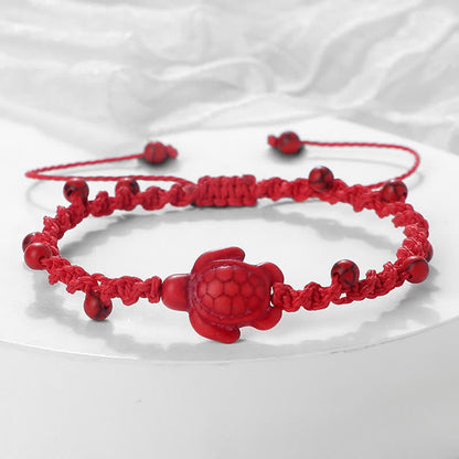 Buddha Stones Turquoise Turtle Design Braided Rope Protection Bracelet