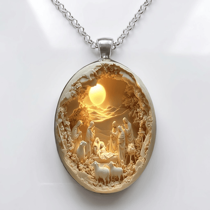 Nativity of Jesus Glass Necklace