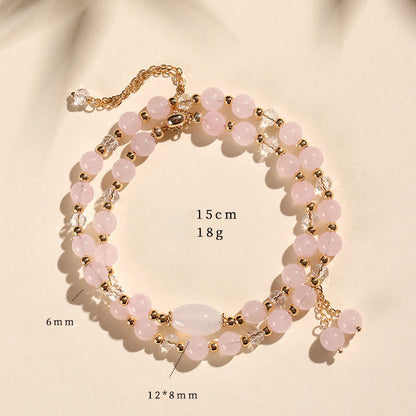 Buddha Stones Natural Strawberry Quartz Double Wrap Crystal Healing Bracelet
