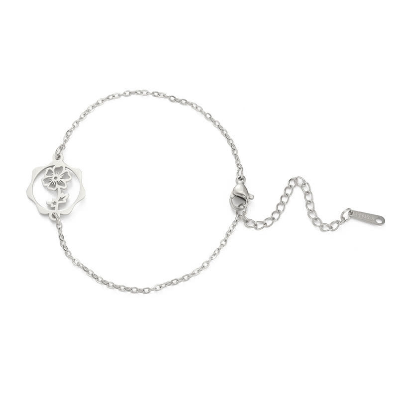 Buddha Stones Titanium Steel Birth Flower New Beginning Bracelet