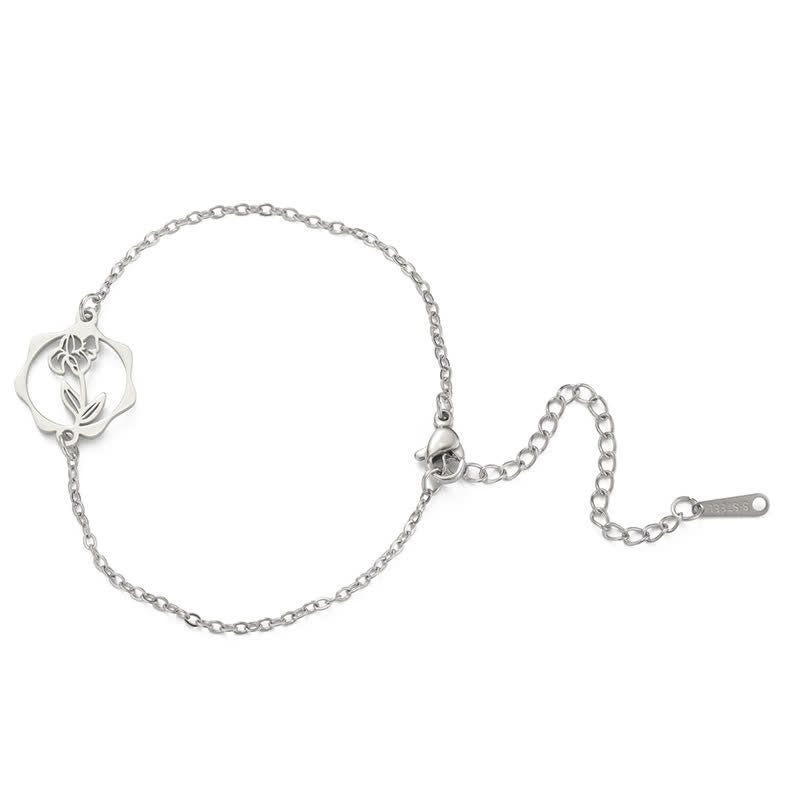 Buddha Stones Titanium Steel Birth Flower New Beginning Bracelet