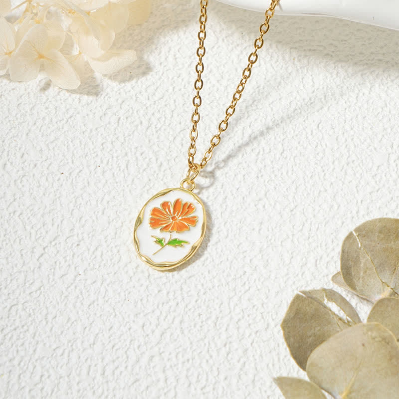 Buddha Stones Titanium Steel Birth Flower Strengthen Pendant Necklace