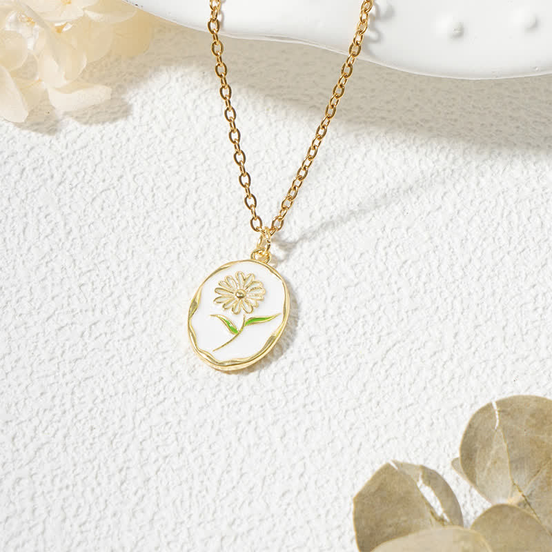 Buddha Stones Titanium Steel Birth Flower Strengthen Pendant Necklace