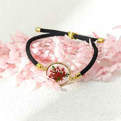 Buddha Stones Resin Handmade Birth Flower Adjustable Braided Rope Bracelet