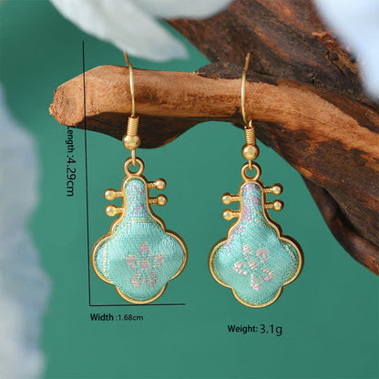 Buddha Stones Song Brocade Colorful Tone Prosperity Drop Earrings