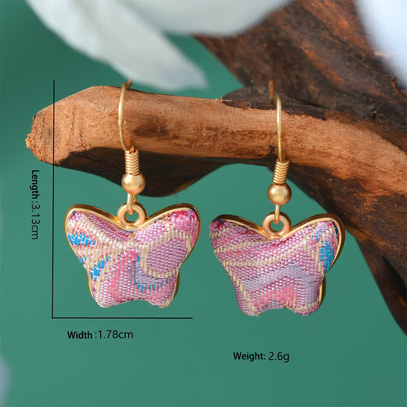 Buddha Stones Song Brocade Colorful Tone Prosperity Drop Earrings