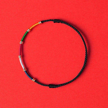 Buddha Stones Handmade Five Color Wind Horse Prayer Flag Protection Bracelet