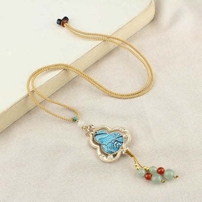 Buddha Stones Song Brocade Gourd Health Necklace